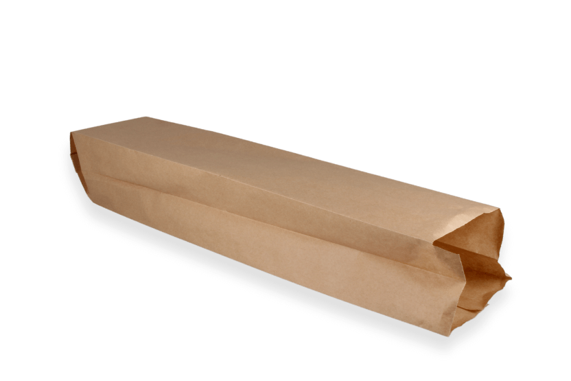 Bäckerfaltenbeutel 200 + 70 x 420 mm braun enggerippt Kraft