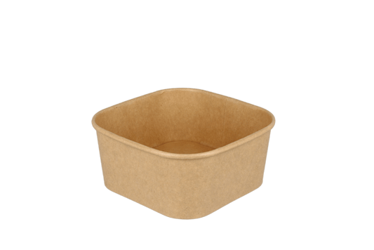 TakeAware.nl Maaltijdbakken en schalen Vierkante maaltijdbak karton 650ml Kraft 130mm