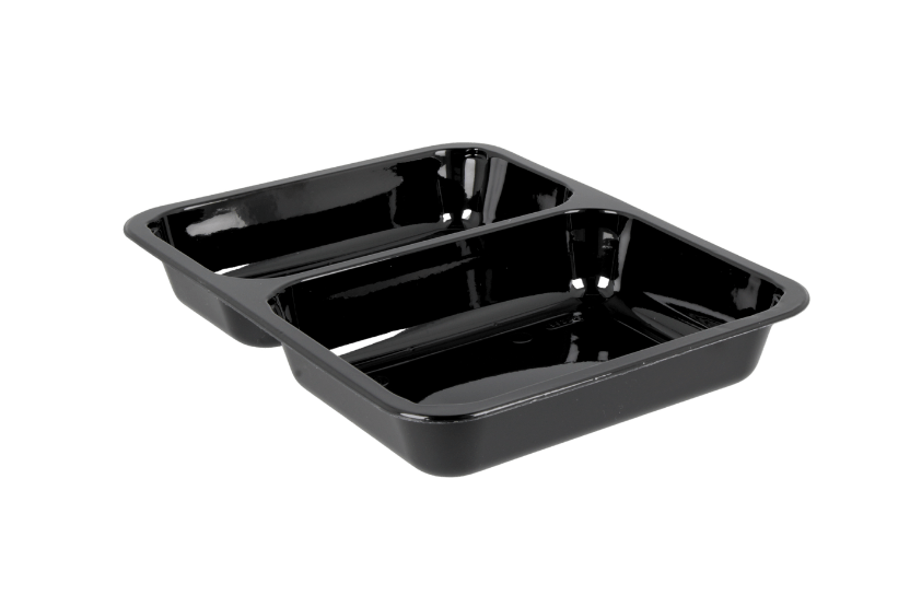 TakeAware.nl CPET tray zwart 2 vaks 226x176x35mm