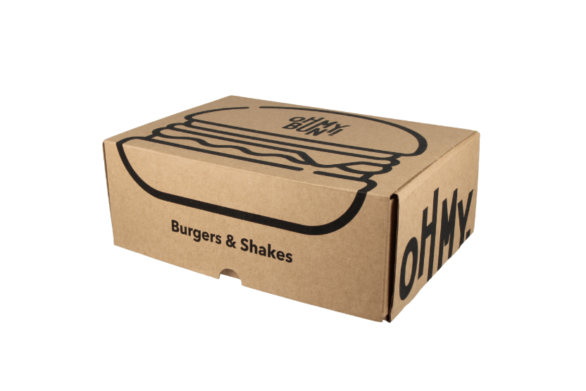 TakeAware.nl Kartonnen snackbox 233x160x85mm Oh My Bun custom