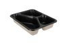 Sugar cane menu tray 227x178x44mm 3compartment black CPET