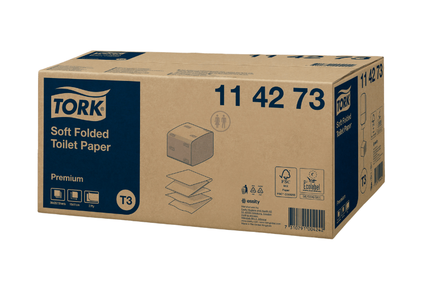Tork Tork® T3 Zacht Gevouwen Toiletpapier 2-laags 30x252 vellen Wit Premium (114273)