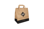 TakeAware.nl Papieren draagtassen Middel Bruin 26+17x27cm VEGAN BURGER 08 custom