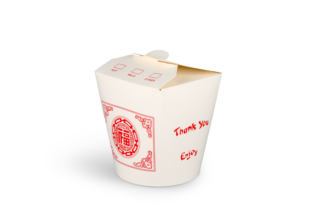 takeaware.nl Wok to go bekers Wok to Go beker 32oz 1000ml karton wit met rood
