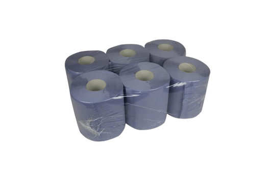 takeaware.nl Handdoek- en poetspapier Poetsrol Midi Blauw 1 laags 6x1,3kg/rol BUDGET recycled T9